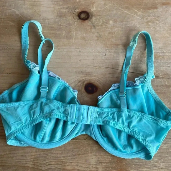 NWOT Victoria's Secret VTG Turquoise Baby Blue Floral Bows Embroidered Demi Bra - Picture 3 of 9
